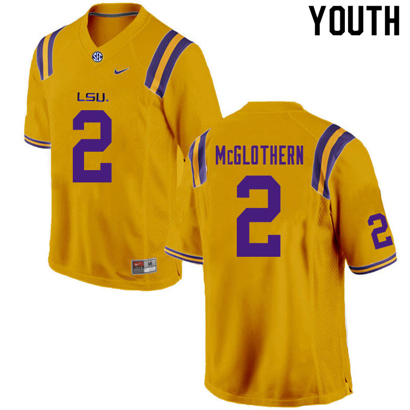 Youth #2 Dwight McGlothern LSU Tigers College Football Jerseys Sale-Gold - Click Image to Close